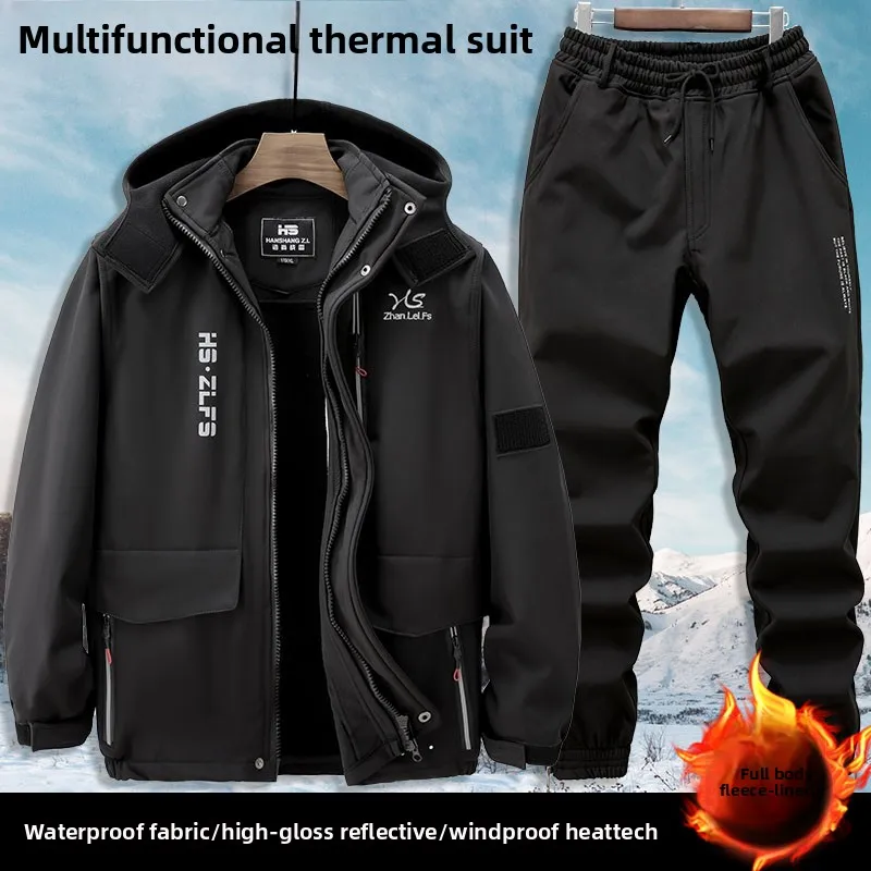 Thiened Fce Winter Workwear Set Men's Cold Proof Warm Outdoor Casual Rainproof Construction Labor Protection Clothing