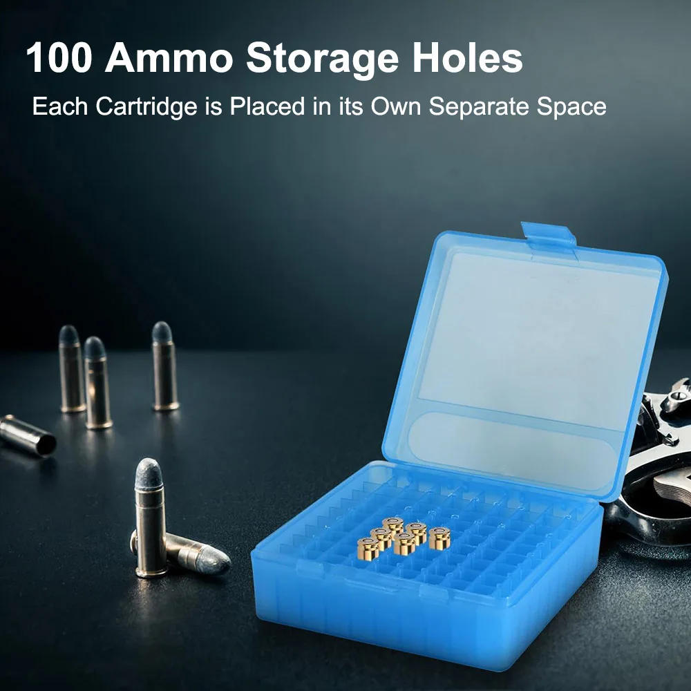 50/100 Rounds Tactical Ammo Box Bullet Shell Holder Box Rifle Cartridge Storage Case Ammo Can for 9mm .223 5.56x39 .38super