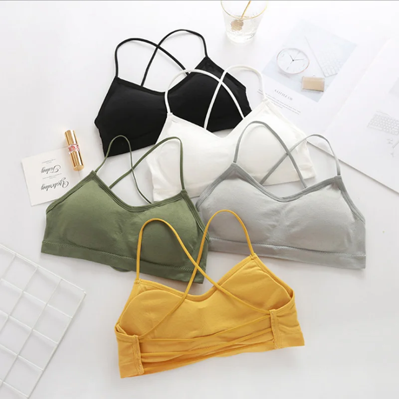 Summer Slim Home Sleep Bra Cross Beauty Back Strap Underwear Women's Sports Tank Top Small Chest Gathering Bra