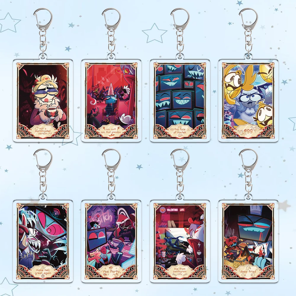 Chaveiro de Acrílico da Série Card Lucifer Velvet Vox Valentino Blitz Stolas, Pingente de Mochila Personalizado de Desenho Animado, Presente