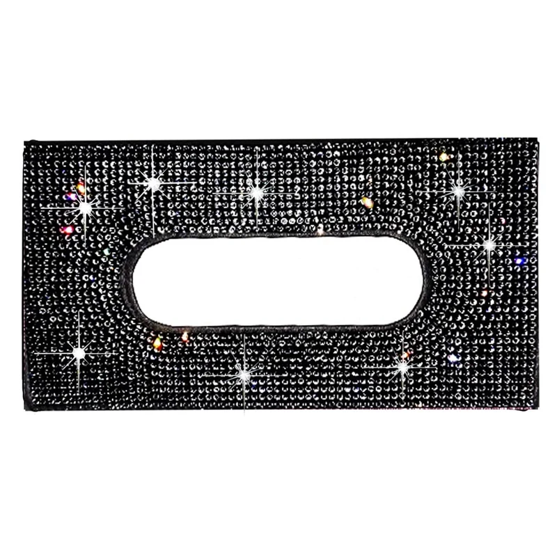 Car Visor Tissue Holder Mask Holder Tissue Box PU Leather Crystals Seatback Tissue Case For Women