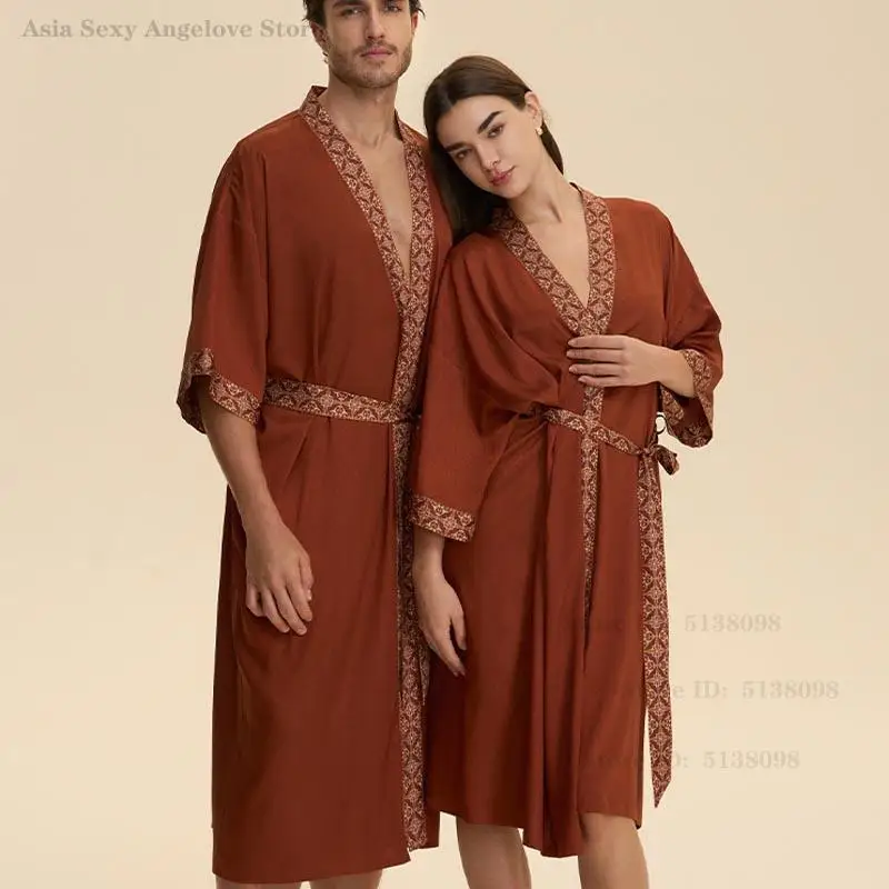 

Новая одежда для сна для пар, длинный халат, винтажное жаккардовое кимоно, халат, нижнее белье, роскошная женская шелковая атласная домашняя одежда, одежда для дома