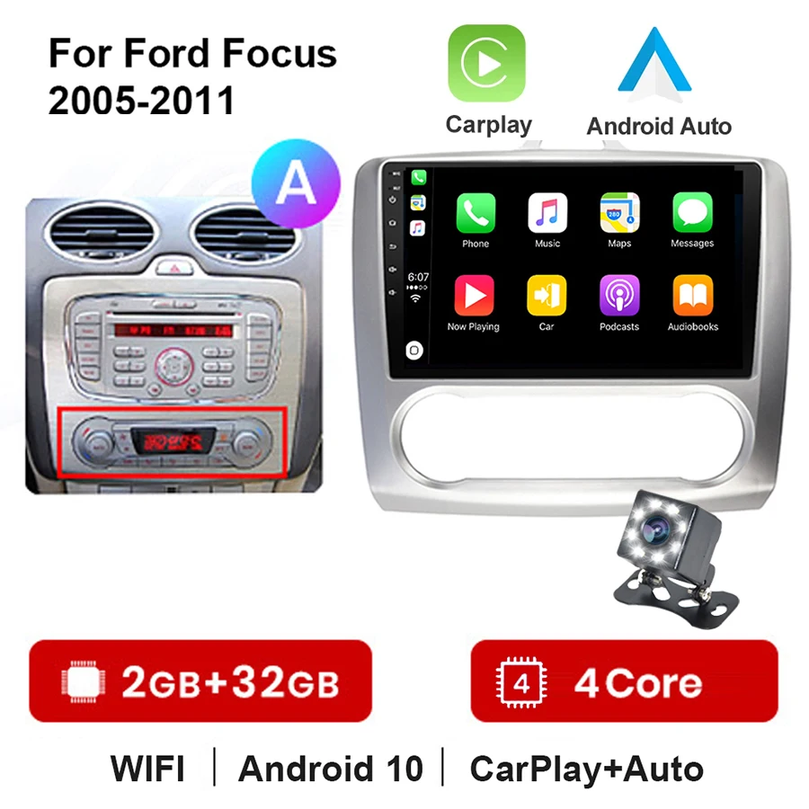 

CarPlay Car Radio Multimedia Player For ford focus 2 Mk2 2004-2008 2009 2010 2011 Android Auto GPS 2din autoradio