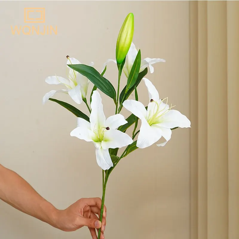 75 cm lange Lilie, künstliche Blumen, Party, Hochzeit, Brautstrauß, künstliche Pflanze für Wohnzimmer, Tisch, Zuhause, Garen-Dekoration, fühlt sich echt an – Detail 6