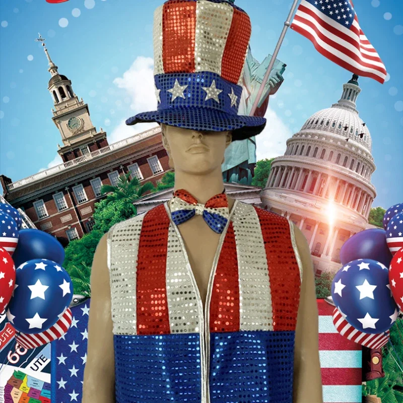 Hot-selling New American Independence Day Decorative Men\'s Set Party National Day Event Sam Uncle Cos Playup Costume