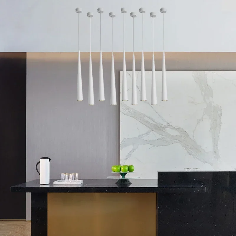 LED Hanging Lamp Anti-Glare Dimmable Kitchen Pendant Light Cone Long Tube 7W 9W 12W 15W Ceiling Spot Lighting Fixtures