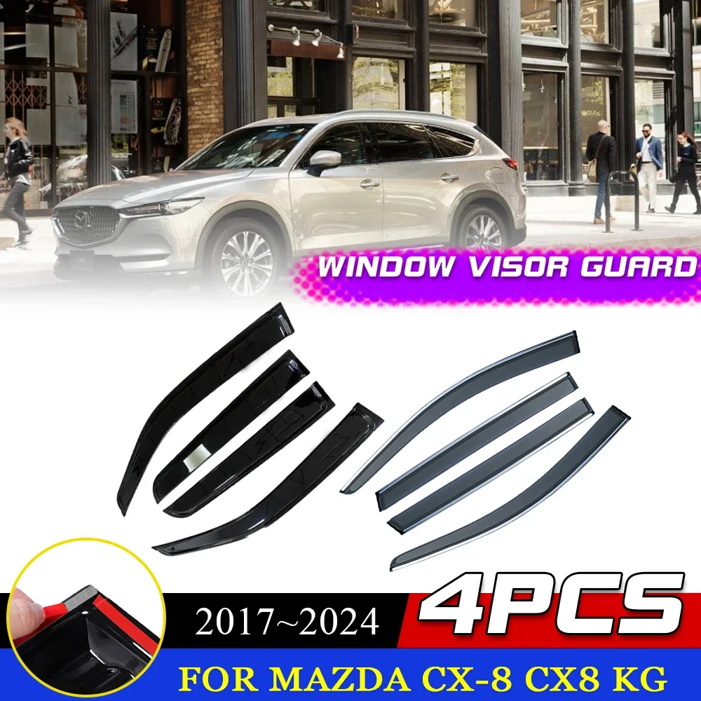 

Car Windows Visor for Mazda CX-8 CX8 KG 2017~2024 2018 2019 Vent Door Rain Sun Eyebrow Smoke Deflector Guard Cover Accessories