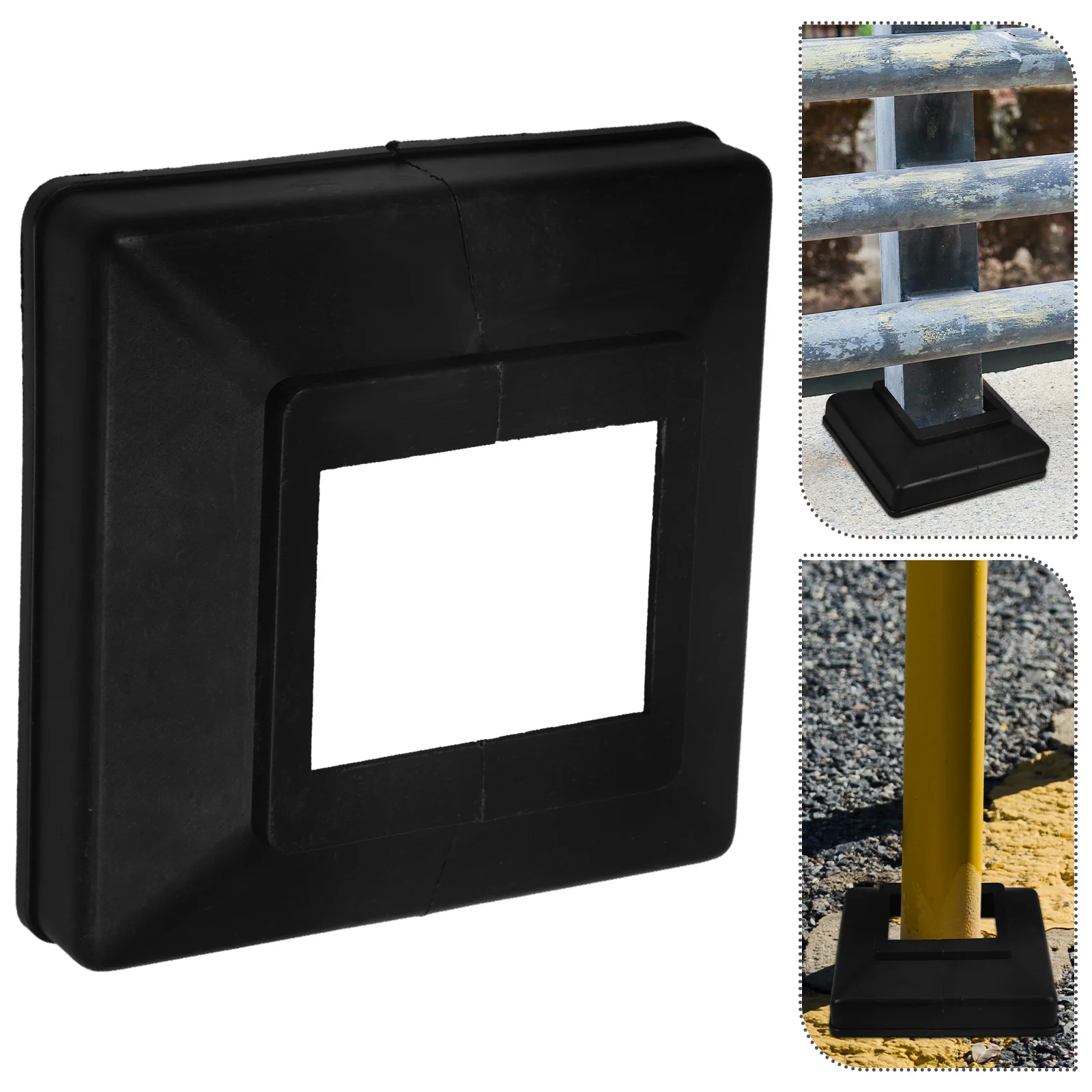 

6PCS Guardrail Post Base Covers Black Plastic Railing Plates Screw Shield 40x50 Fence Decorative Split Design Universal Fit Deck