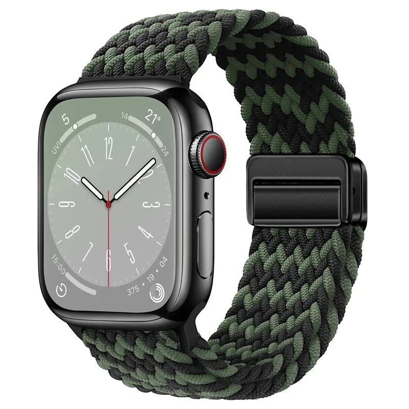 Gevlochten band voor Apple Watch-band 44 mm 40 mm 45 mm 46 mm 49 mm 41 mm 38 Magnetische nylon armband iWatch-serie se 7 6 8 9 10 Ultra 2