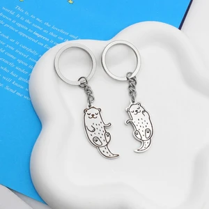 2パックアニマルキーチェーンセットカーキーチェーンカツターキーホルダーステンレススチールバッグペンダントベストとカップルのためのギフト 8ベストセールスオッターキーチェーン - №7