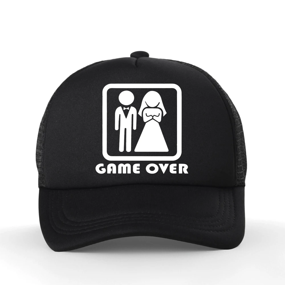 

Game Over Bachelor Bachelorette Party Baseball Cap Bride Groom Hen Night Wedding Engagement Bridal Shower Mesh Hat