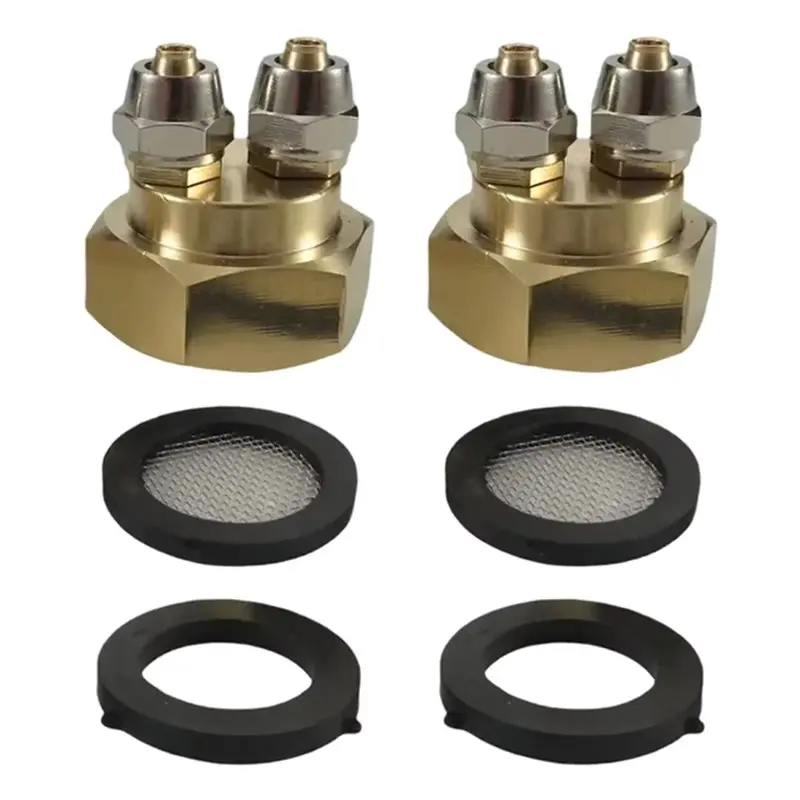 LLCS-2 Set 3/4 GHT Female To 1/4 Double Barb Adapter Garden Hose Barb Connector For Drip Irrigation Tubing Hose Pipe