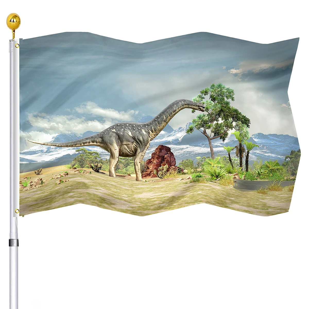 Dinosaurs Flag Long Slender Neck Diplodocus Flags for Indoor House Outdoor Yard Decorations Flag with 2 Grommets Kids Teens Men