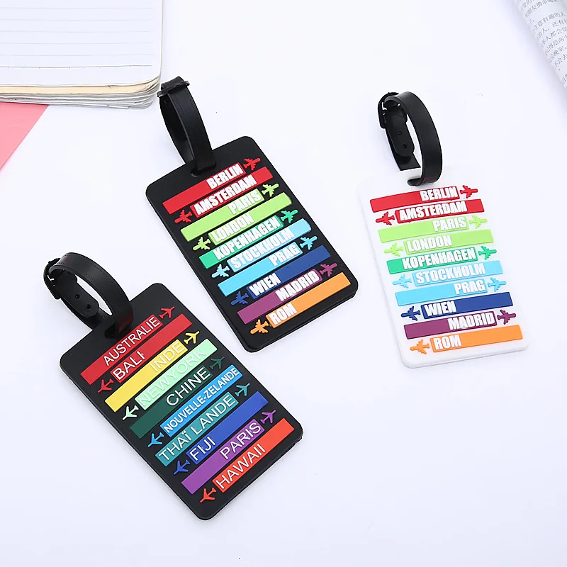 Luggage Tags Creative Letter Country Name Travel Accessories Suitcase Cartoon Silicon Portable Travel Label