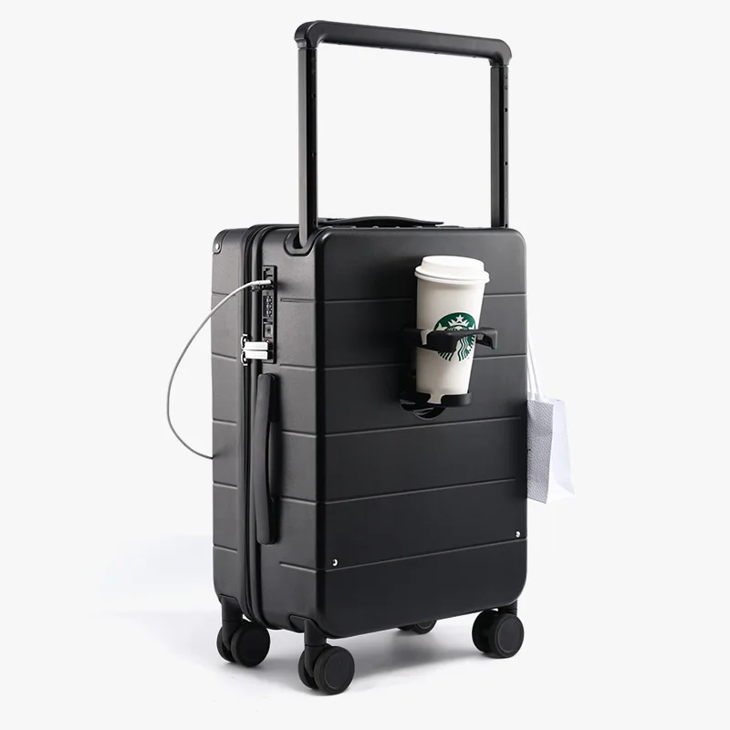 20 Boarding case Wide Pull Rod Rolling Luggage Travel Suitcase Multifunctional Trolley Case Large Capacity Trunk with Cup Holder