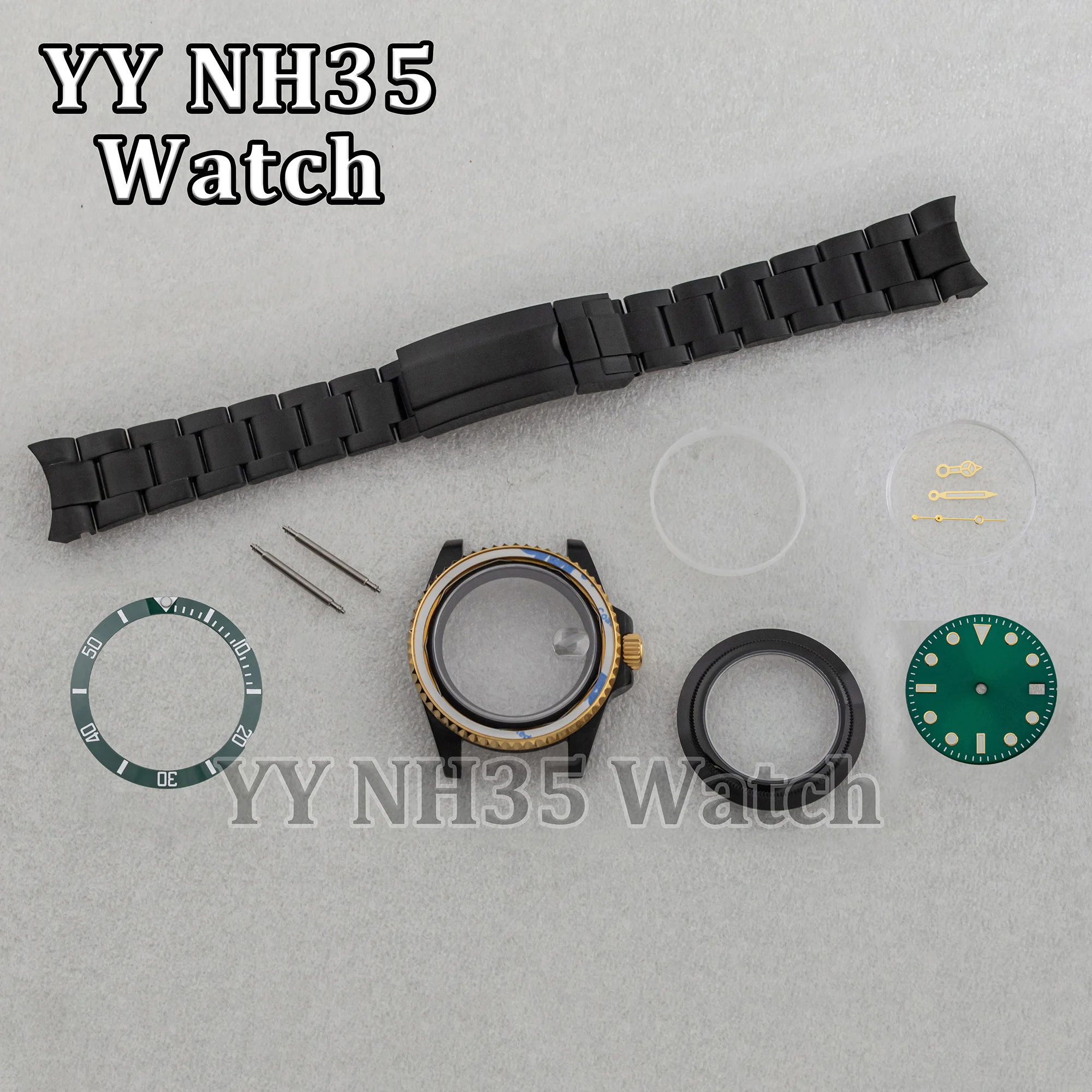 

Solid Stainless Steel NH35 Watch Case Oyster Strap for SUB GMT Sapphire Crystal 40mm Case fit NH34/35/36 Automatic Movement