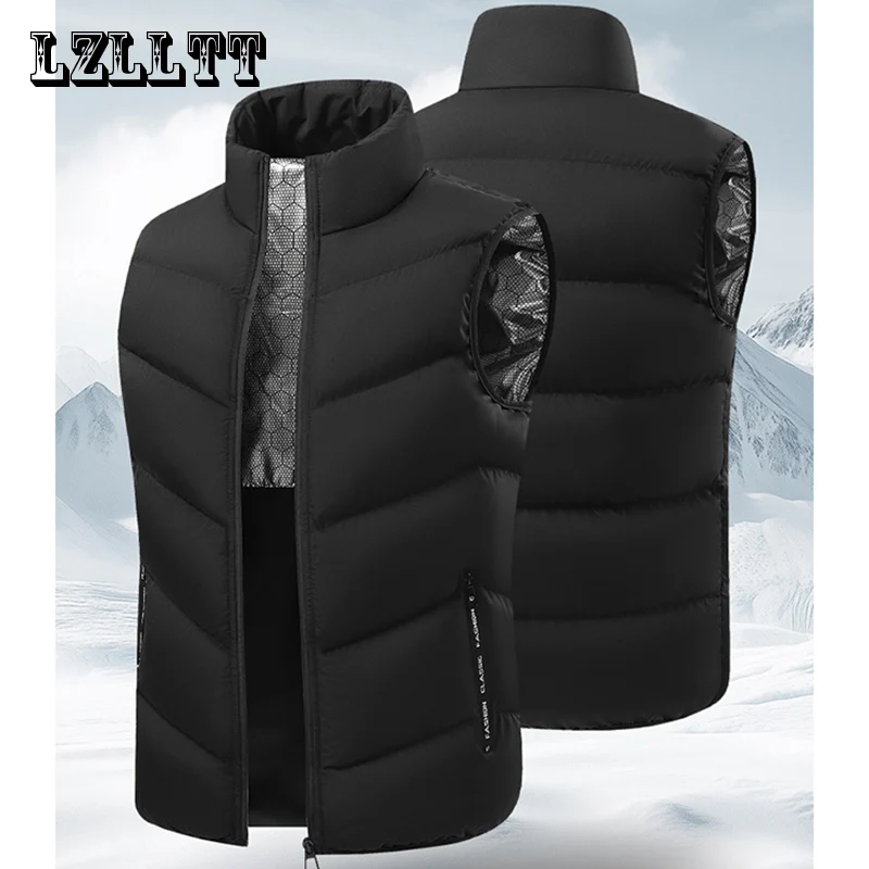 

Winter Men Brand Warm Waistcoat Vest Mens Casual Autumn Outwear Vests Outfits Fashion Waterproof Sleeveless Jacket Vest Male