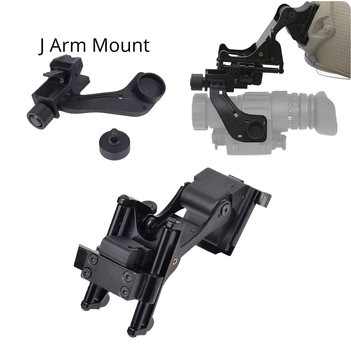 BOOIU J Arm Night Vision Mount do monokularu AN/PVS-14 NVG Dovetail Night Vision Scope Tactical Fast Helmet Mount J Arm Adapter