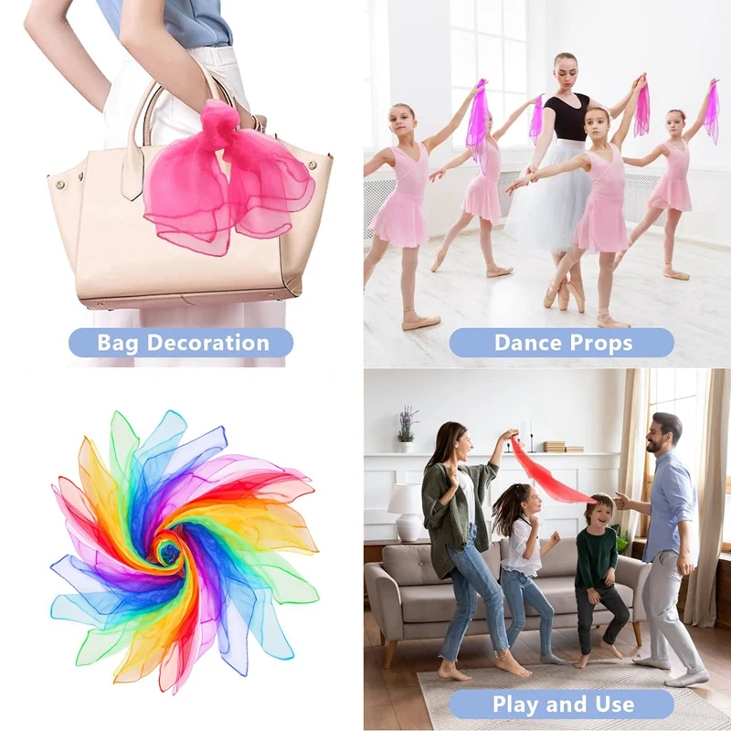 24 Pcs Juggling Scarves Kit For Kids Dance Scarves Kit For Music Class Rhythm Scarves Play Silks For Children Movement