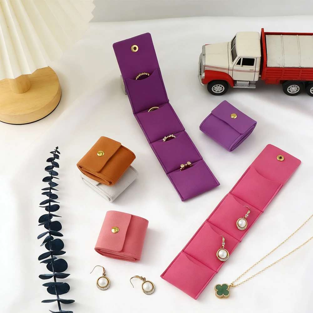 

Портативный складной органайзер для украшений с логотипом на заказ, 22,5x5 см, из микрофибры, для хранения ожерелий, колец, серег, с застежкой-защелкой