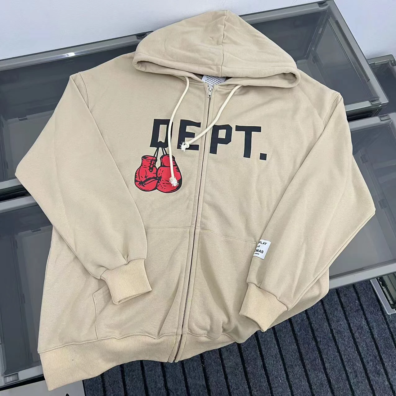 

Heavyweight Zipper Letter Print Loose American Sle Cardigan Hoodie Men's Women's Autumn Outerwear Sweatirt