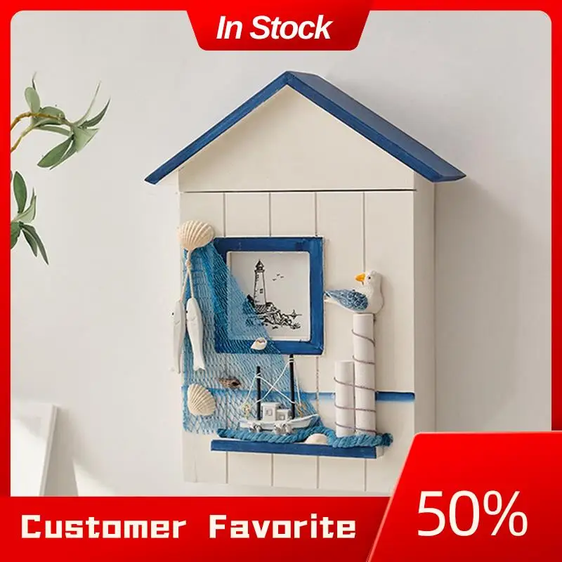 

Top Sale Wall Mounted Cabinet Key Rack, Wooden House Key Storage Box, Mediterranean Style Model Statue Home Wall Decor