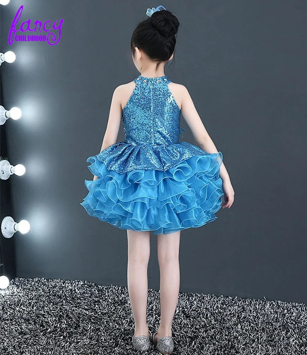 Children Beaded Top Layers Wedding Party Dresses Size 2 To 10 Baby Girls Boat Neck Mini Cupcakes Kids Pageant Dress Ball Gowns