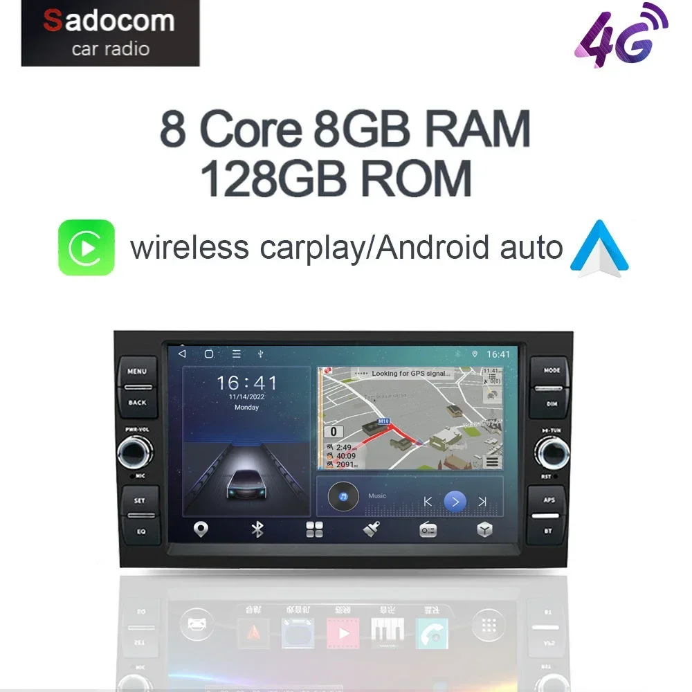 

Автомобильный DVD-плеер Carplay, 6G + 128G, 8 дюймов, DSP, Android 12,0, GPS, Авторадио, стерео для Ford Focus 2 Fiesta Mondeo 4 C-Max 2005-2007, радио