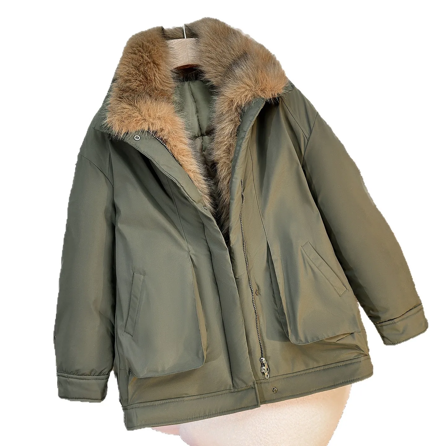 Men's Winter Thickened Cotton-Padded Jacket Light Luxury Warm Loose Versatile Cool Coat for Casual Wear