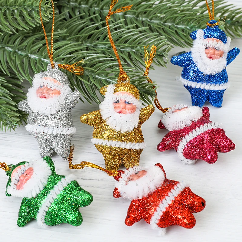

6pcs Christmas Multi-Color Mini Santa Claus Ornaments Xmas Tree Hanging Pendants Gifts Decoration For Home New Year 2024 Navidad