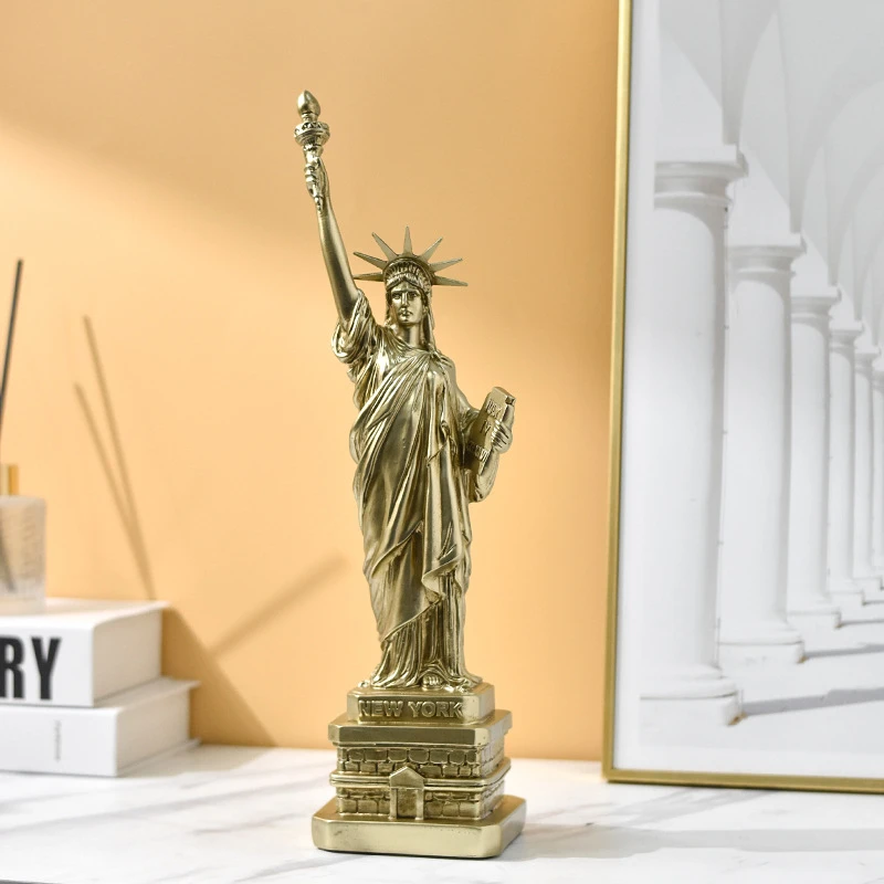 American Statue of Liberty Sculpture Collectible Resin Craft Luxuriou Figure Sculpture Desktop Ornament Home Decoration Gift
