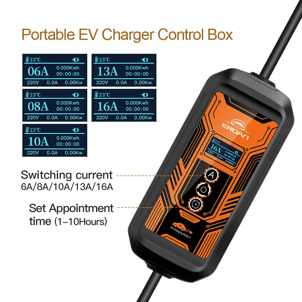 16A 3.6KW Type 2 IEC-62169 EV Charger Electric Car Charger 5m 7.2KW 32A SAE J1772 type1 EV Portable Charger Schuko Plug