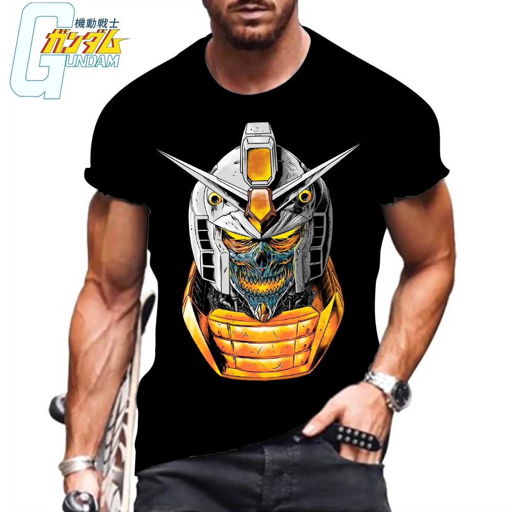 Gundam 2024 Men T-shirt Men\'s HD Print Essentials Fashion Harajuku Tops Leisure Clothing Anime Summer Streetwear 6XL Oversized