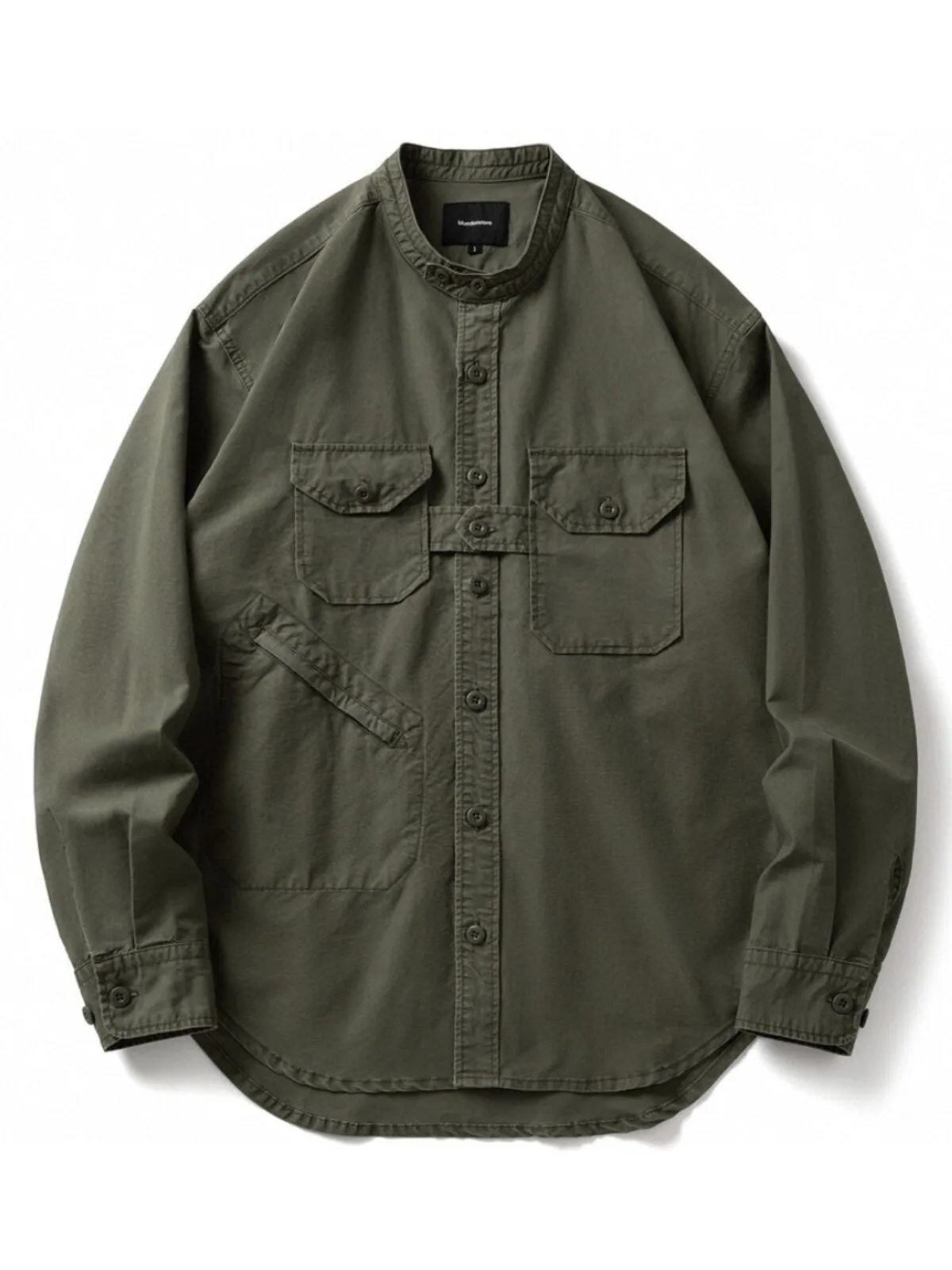

23AW Autumn Japanese Retro Shirt Round Neck Washed Multiple Pockets Loose Casual Jacket