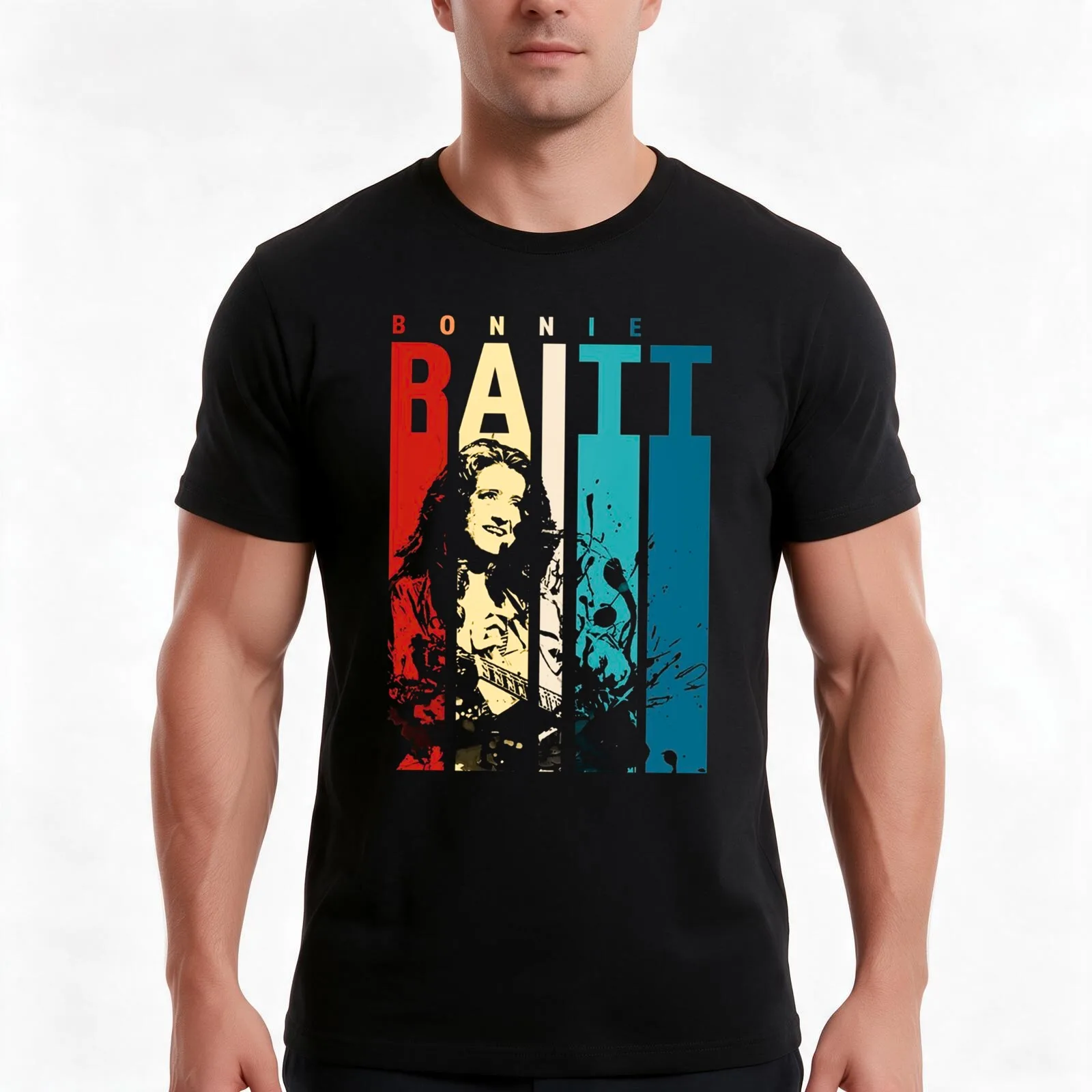 Bonnie Raitt T-Shirt, Summer Casual Cotton Tee, Oversized Streetwear Tops, Vintage Graphic Print, Loose Fit Short Sleeve
