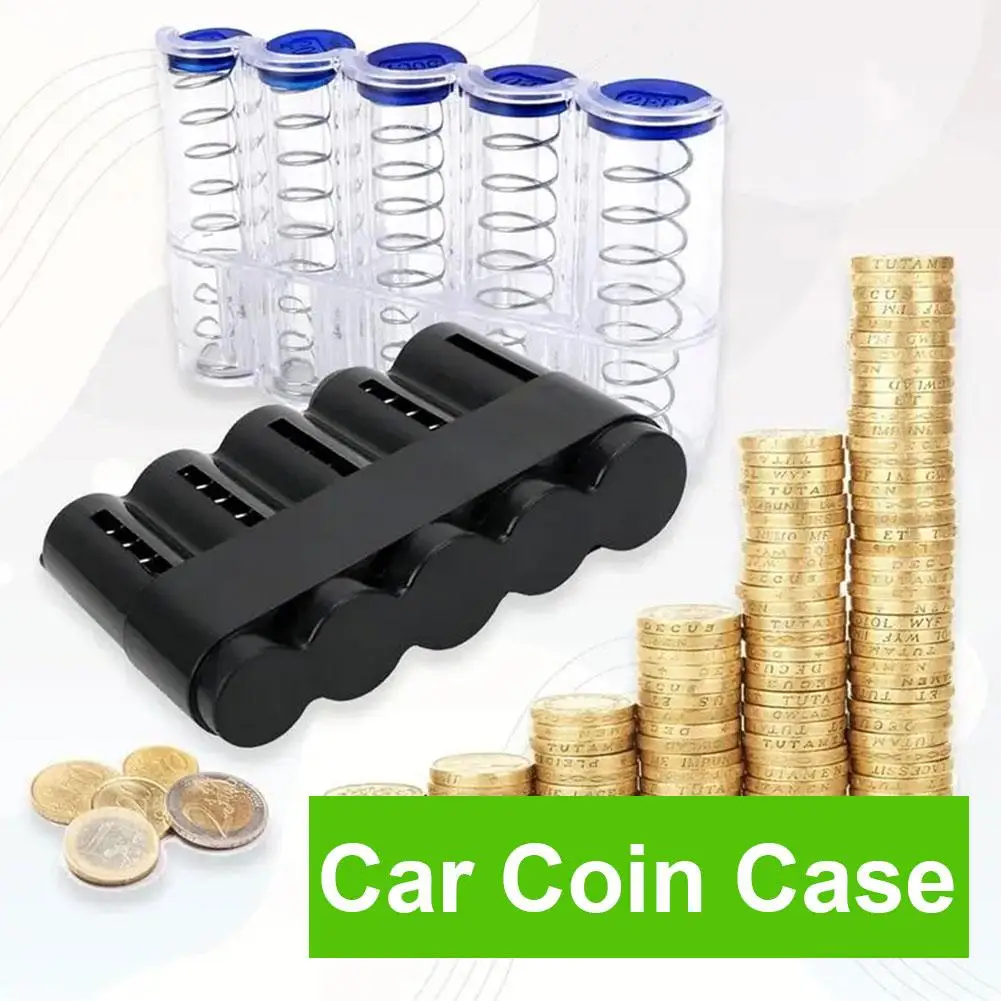 

5 Slots Car Coin Box Coin Dispenser Coin Holder Sorter Storage Driver Change Waiter Collector Spring Box Small Cashier Safe X6R9