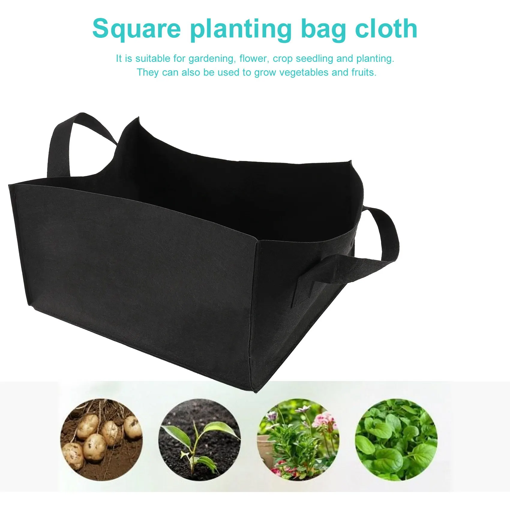

US bag5 Pack Fabric Raised Garden Bed Square Garden Flower Grow Bag