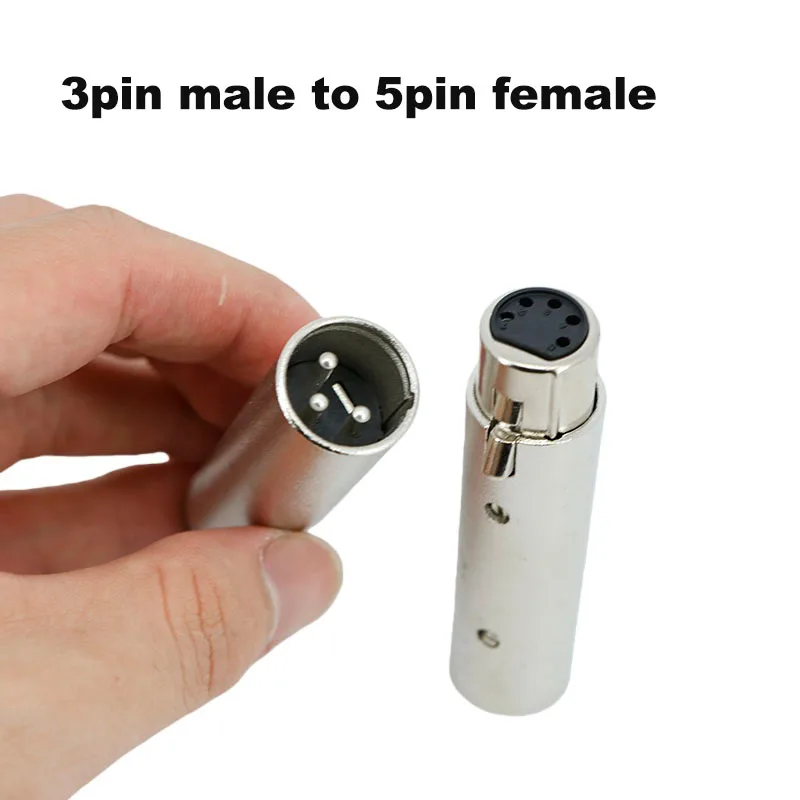 1pcs Converter  3Pin XLR To 5 Pin For DMX Metal Cased Converter Audio Lighting Adapter A7