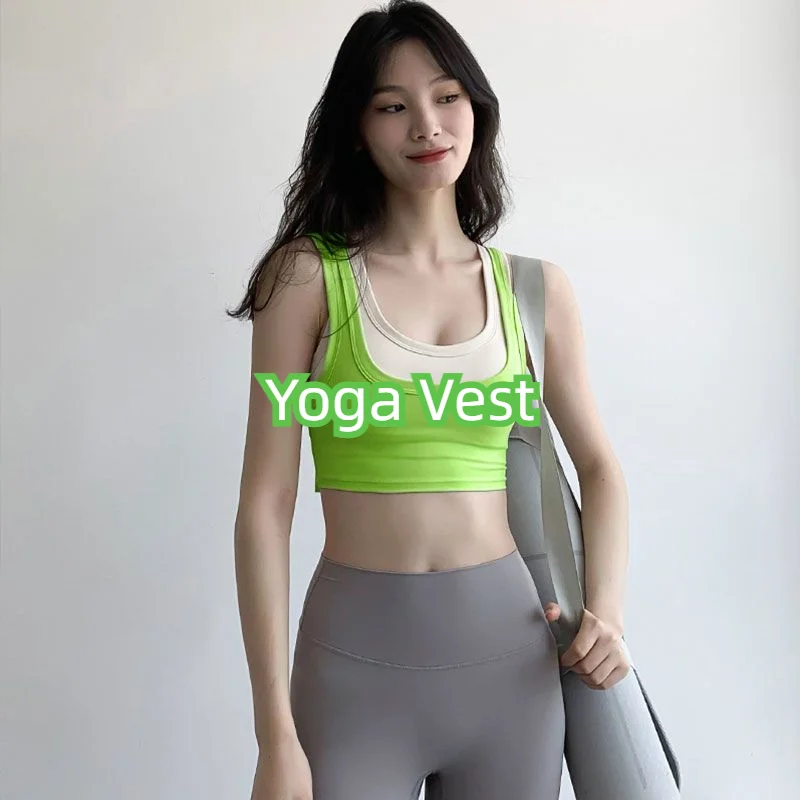 

Sleeveless Yoga Short Shirts Running Sports Gym Women Tops Fitness Running Moisture Breathable Seamless Knitted Vest