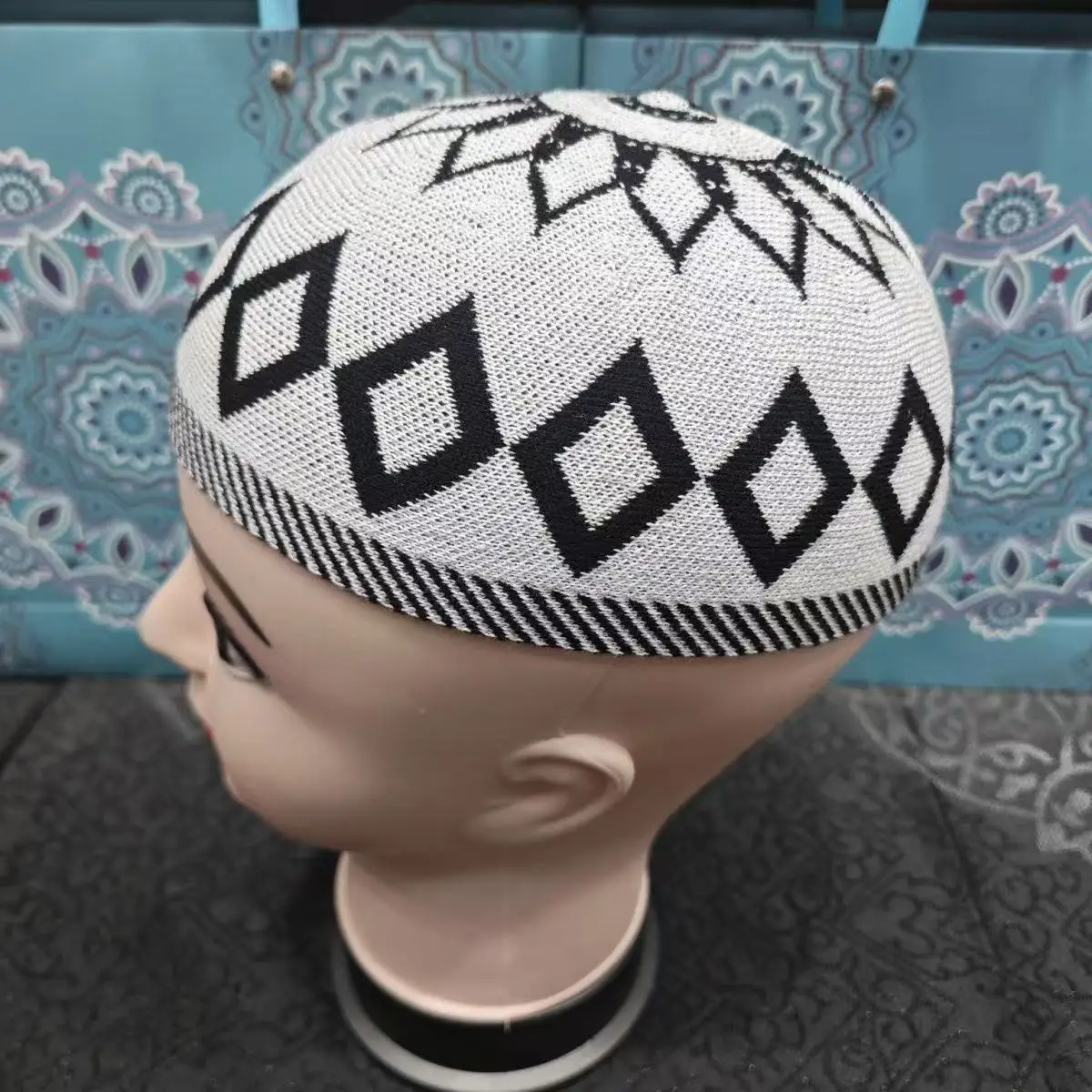 شحن مجاني قبعات مسلمة للرجال Colthing الكروشيه متماسكة قبعة تركيا الكوفي الإسلامي الكيباه اليهودية عمامة الأبيض القطن شبكة 0786 #3