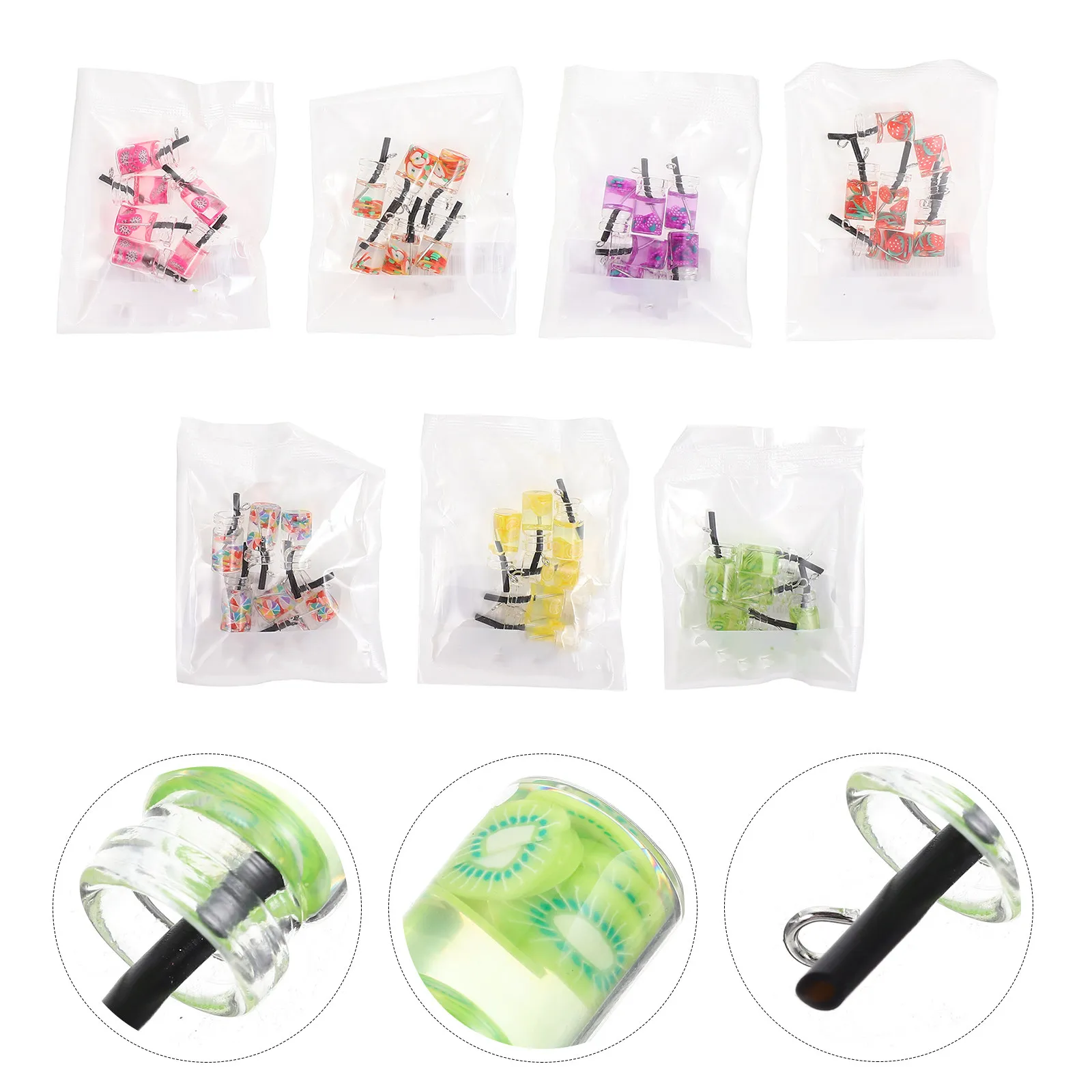 

42 шт. миниатюрных подвесок в виде бутылочек с фруктовыми напитками, материалы для изготовления украшений своими руками, стеклянные кулоны для серег, ожерелий, браслетов, поделок