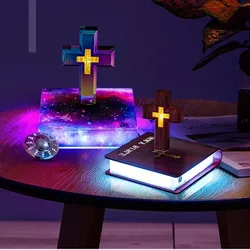 Cross Holy Bible Floating Light with Starry Sky Design Touch LED Light Perfect for Desk Decoration and Personalized Gifts