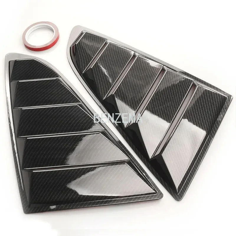 

For Ford Mustang 2015-2020 Car Rear Louver Window Side Shutter Cover Trim Sticker Vent Scoop ABS Carbon Fiber Black Accessories