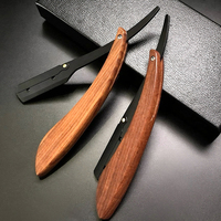Wood Men Shaving Barber Tools Hair Razor Folding Shaving Knife Stainless Steel Straight razor Holder