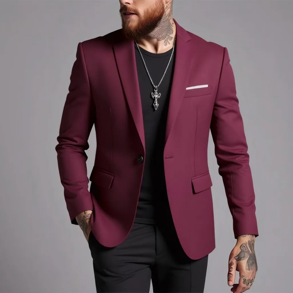 Männer Anzug Business Jacken Dünne Slim Fit Männliche Kleid Blazer Mantel Frühling Herbst Einfache Breasted Hübscher Gentleman Vintage Casual – Detail 2