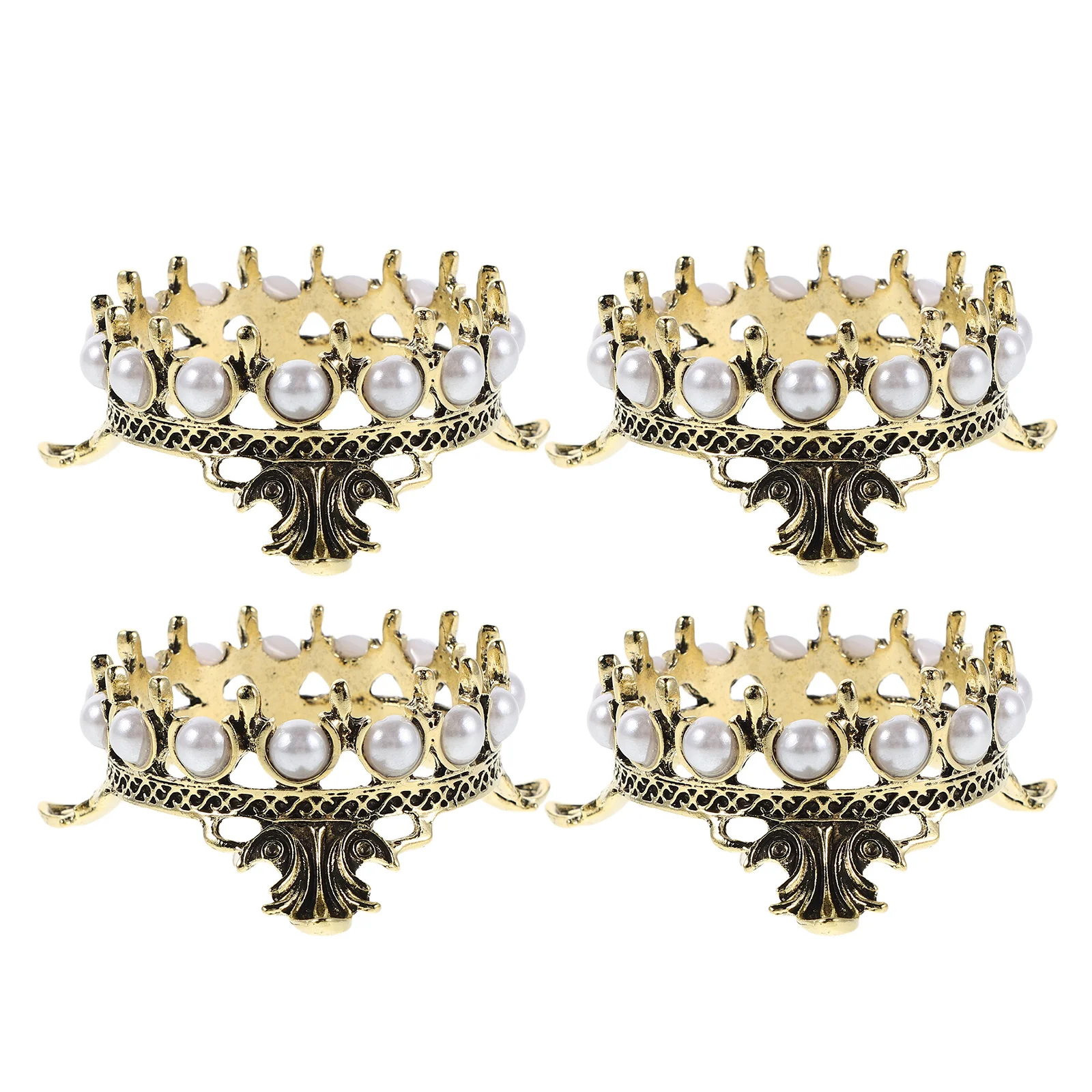 

4Pcs Vintage Crown Nail Pen Holder Fake Pearl Edged Manicure Rack Nail Art Brush Organizer Makeup Brush Holder Salon Station