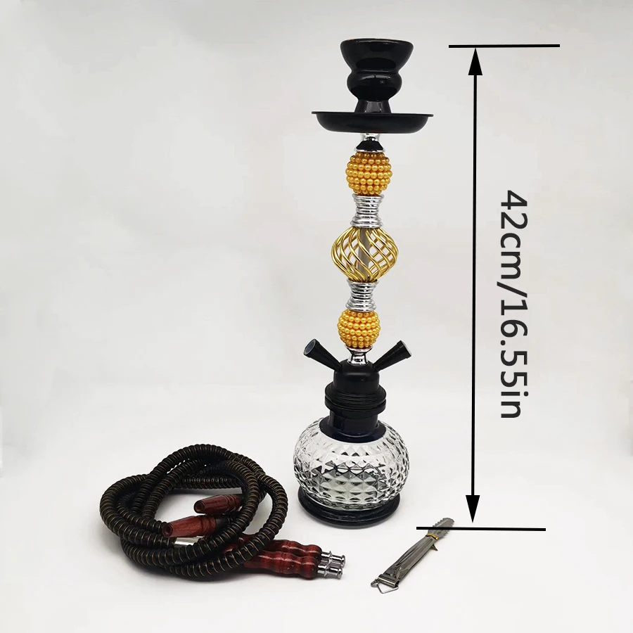 Arabian Shisha Set Medium Glass Bottle Double Hose Hookah Bar Accessories Birthday Gift