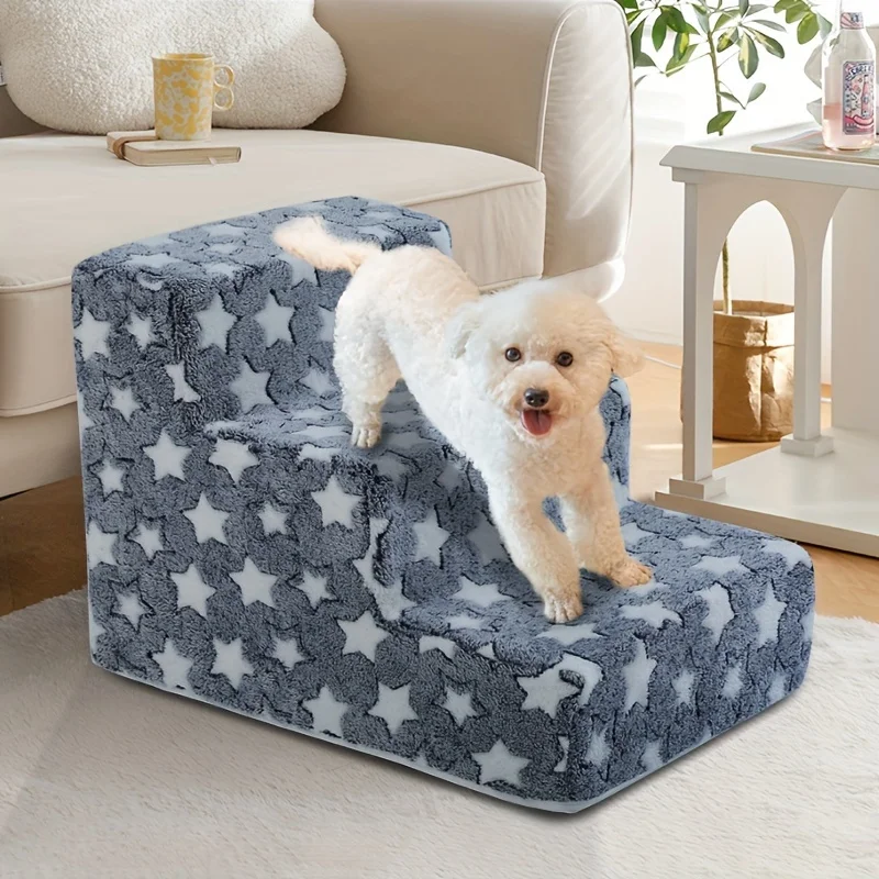 

3/4 Pets Steps Foam Dogs Secure Stairs Ramps Non-Slip Pets Star Steps for Protect Older Dogs Pets with Joint Pain Sofa Bed Ladde