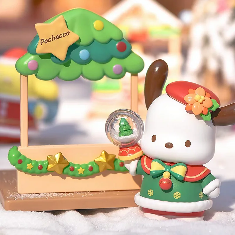 Sanrio Christmas Market Series ของเล่นกล่องตาบอด Kuromi Pacha Dog Handmade สาวต้นคริสต์มาสของขวัญของขวัญสามารถ Give