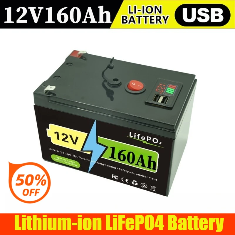 12V 200Ah Lithium-ion LiFePO4 Battery with High Capacity for Solar Energy Fish Finder and Power Wheels